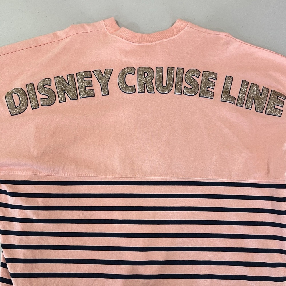 Disney Cruise Line Spirit Jersey Gold Glitter Size XL Peach Striped